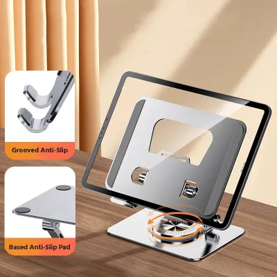 Premium 360 Degree Rotatable Tablet Stand Foldable Aluminum Alloy Heavy Duty Ergonomic iPad and Mobile Holder